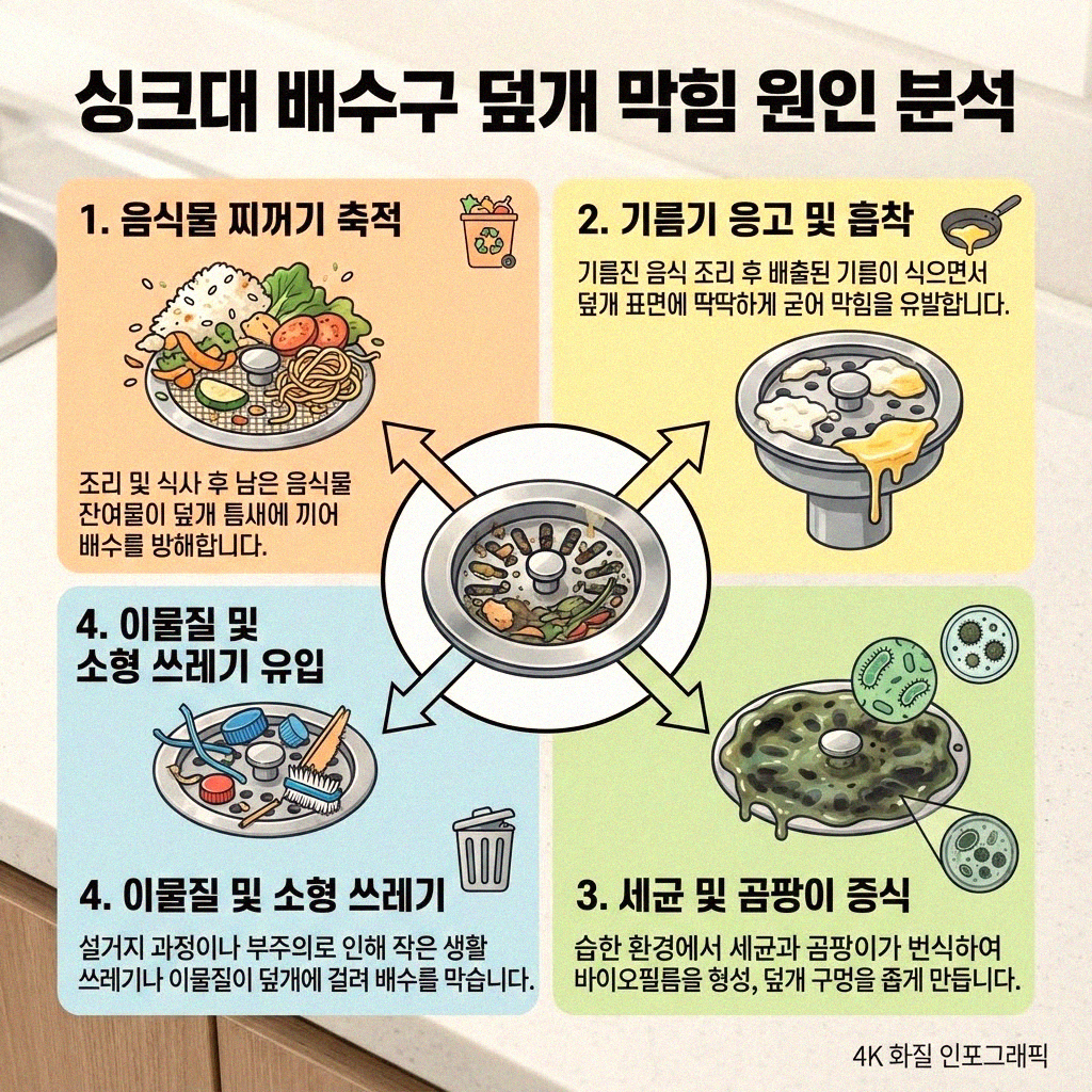 싱크대 배수구 덮개 막힘 걱정 끝 구멍 넓히는 비법