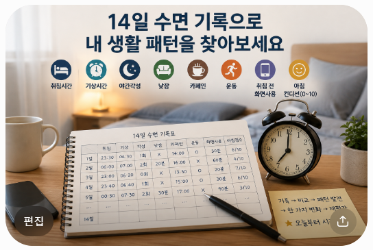 14일 수면 기록표