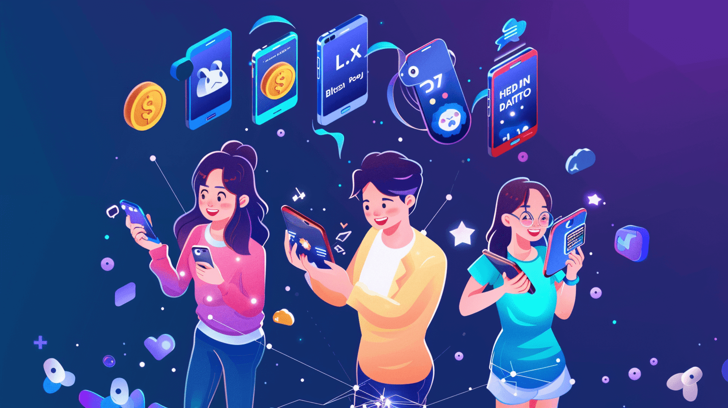 스마트폰을-즐기고-있는-사람들-그림