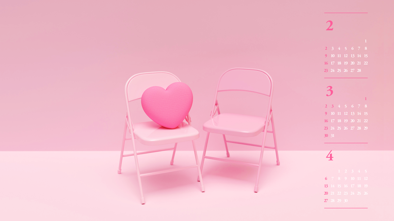 03 핑크색 하트쿠션 B - 2025년3월 노트북배경화면