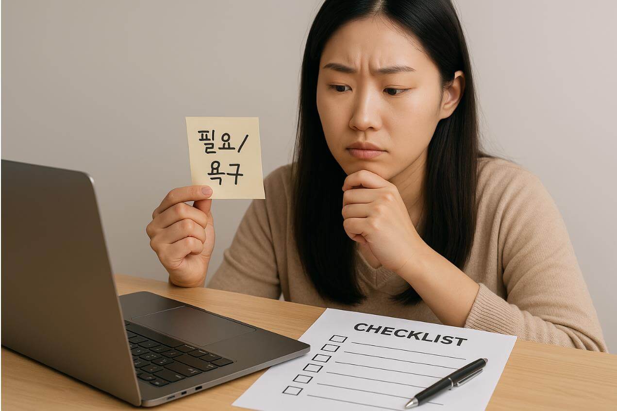 체크리스트로 소비를 점검하는 모습