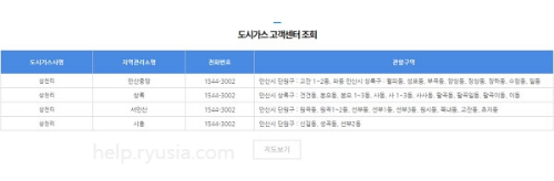 경기도 도시가스 고객센터 전화번호, 관할구역