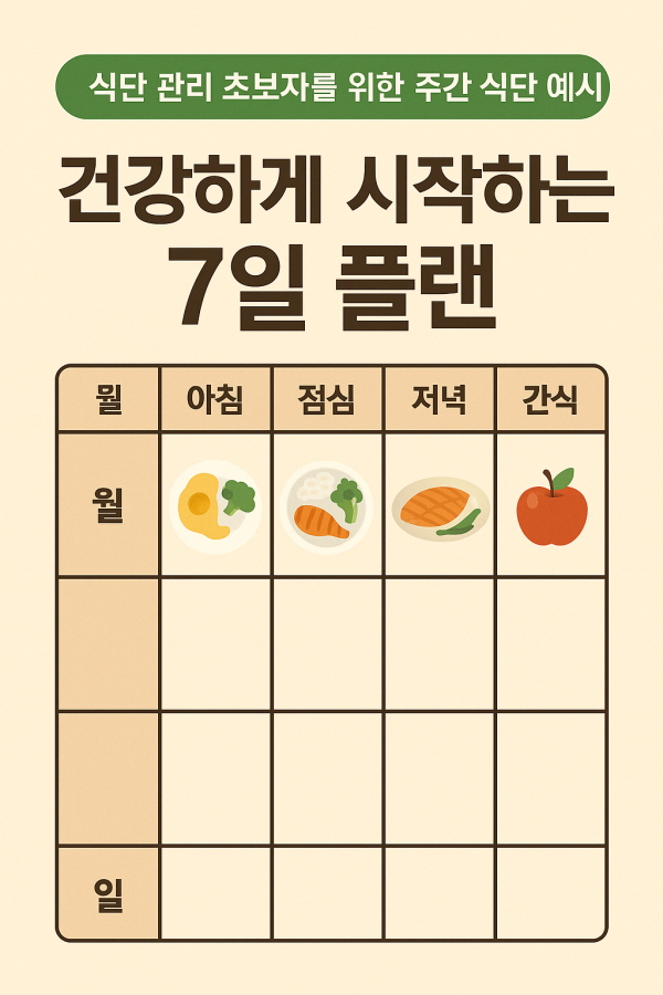 식단 관리 초보자를 위한 주간 식단