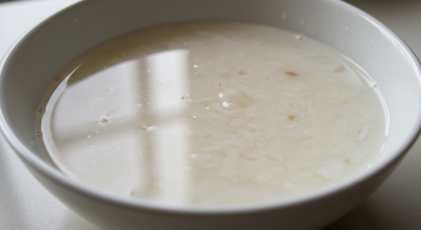 발효된 쌀뜨물이 그릇에 담겨 있는 모습이다.