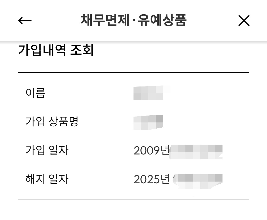 채무면제유예상품 해지 환불
