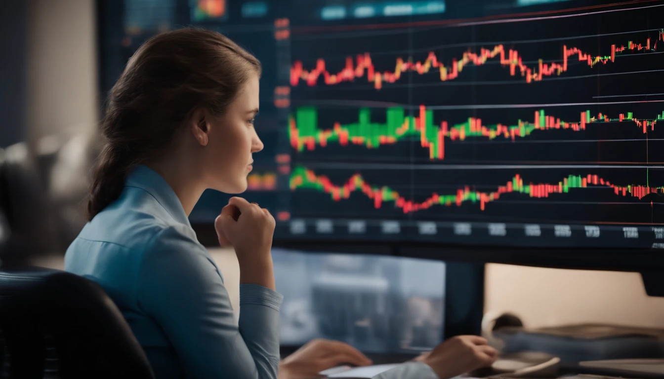 주식 확인 중인 여자