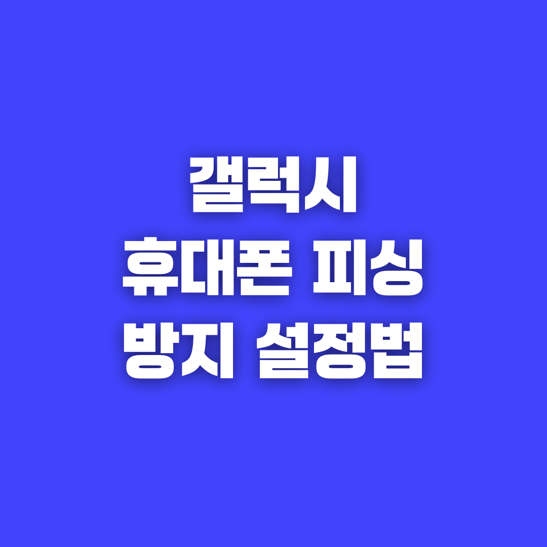 갤럭시 피싱방지 설정 하는 방법(부모님 스마트폰 휴대폰에 당장 해드려야 할 일)