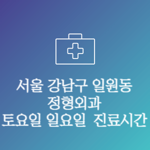 서울 강남구 일원동 정형외과 주말 토요일 일요일 문여는 병원 진료시간