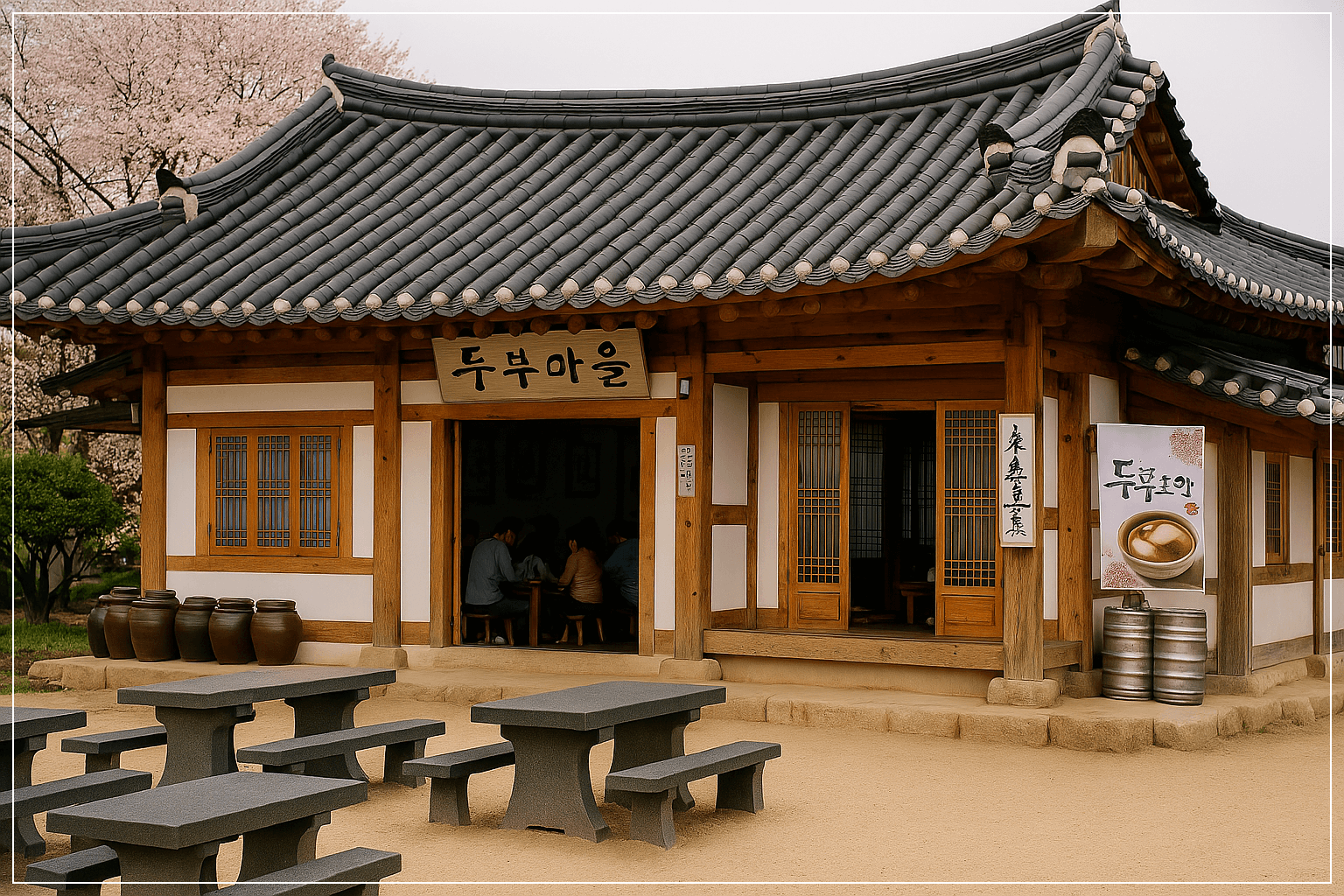 한옥 외관의 선운사 두부마을 전경