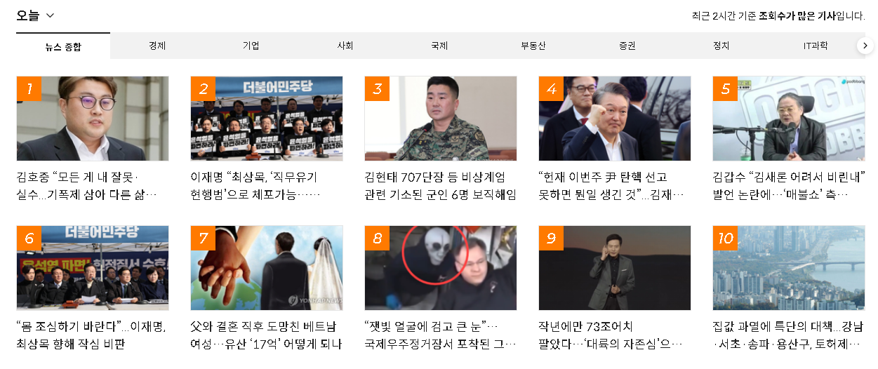 오늘 많이 본 뉴스 속보