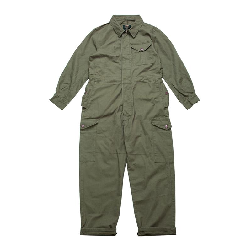 카키 점프수트 작업복 레트로 오버올 목공 오버핏