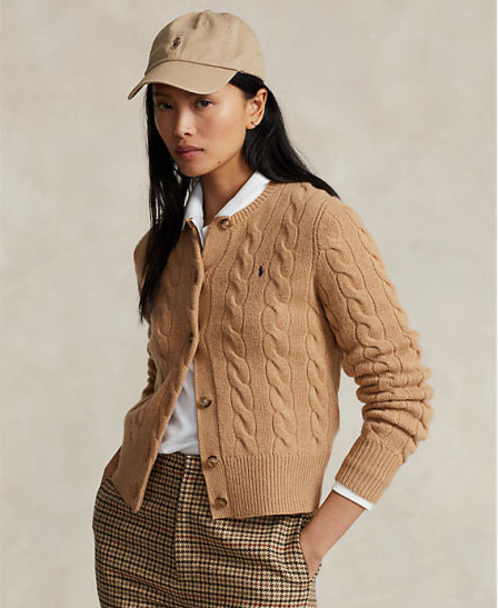 폴로 울 캐시미어 케이블 니트