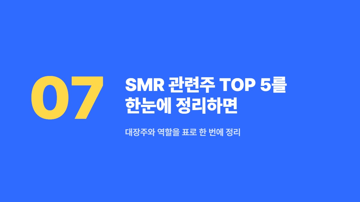 SMR 관련주 TOP 5를 한눈에 정리하면 — 대장주와 역할을 표로 한 번에 정리