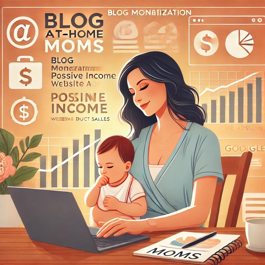 아기를 품에 안고 미소 짓고 있는 엄마로 보이는 여성이 노트북으로 작업하고 있다.