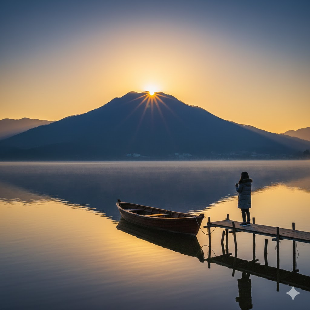 봉의산을 배경으로 일출