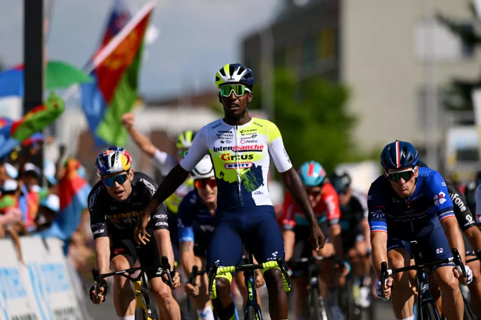 Biniam Girmay of Intermarch&eacute;-Circus-Wanty wins stage 2(Image credit: Dario Belingheri/Getty Images)