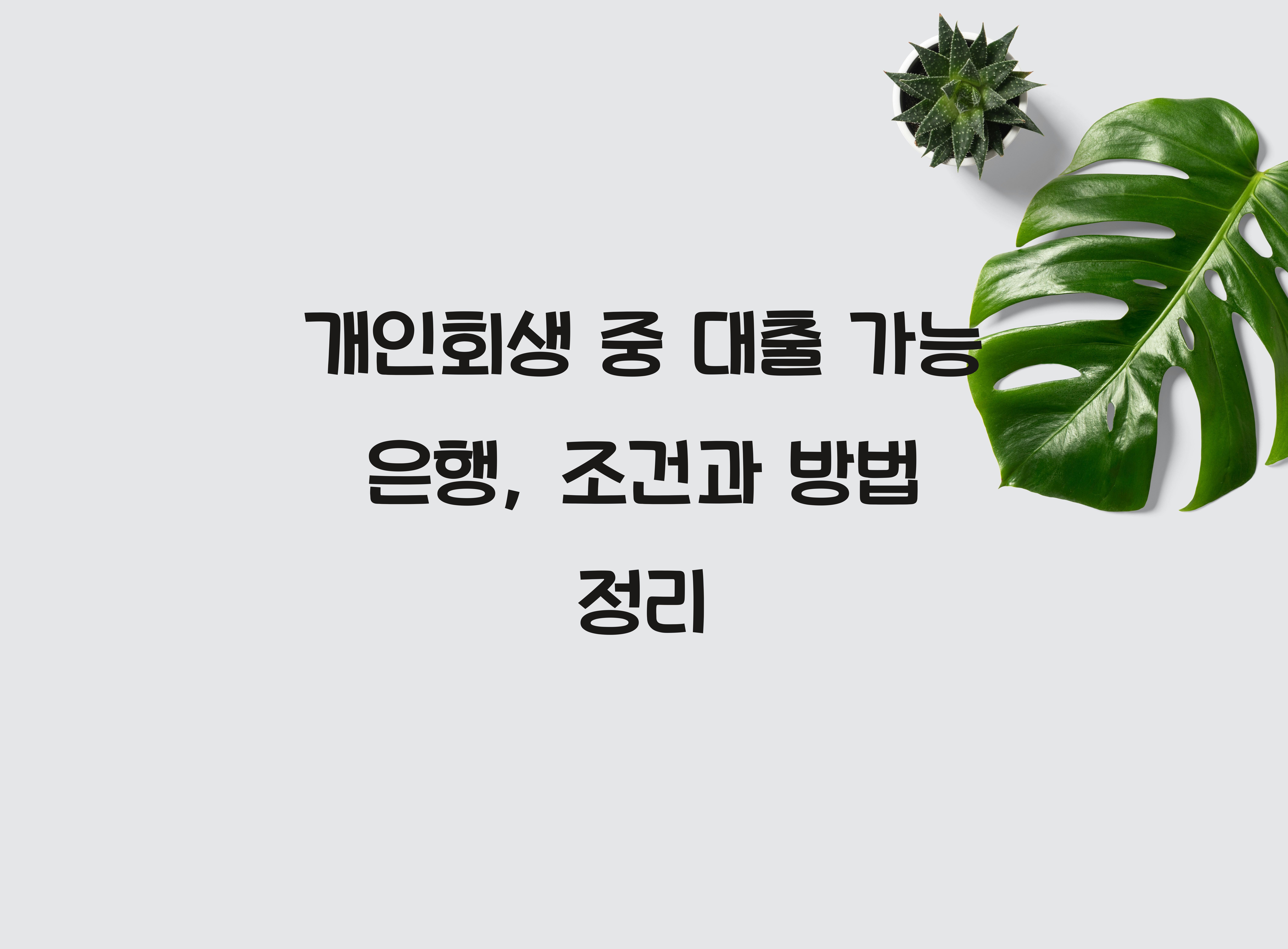 개인회생 중 대출 가능 은행