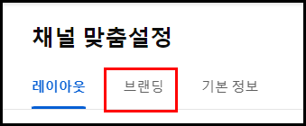 채널 맞춤 설정 탭