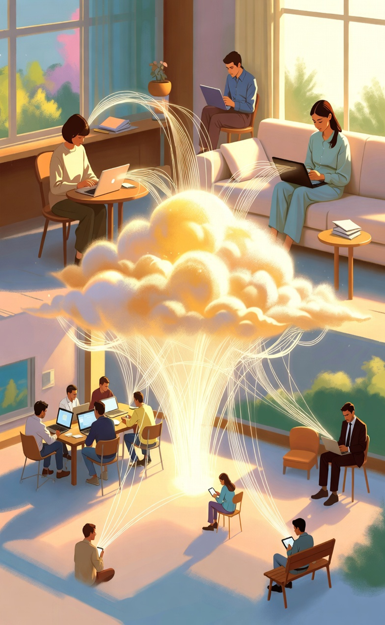 클라우드 기반으로 업무 효율을 높이는 장면 이미지 – DX 사례 생활속경영전략
