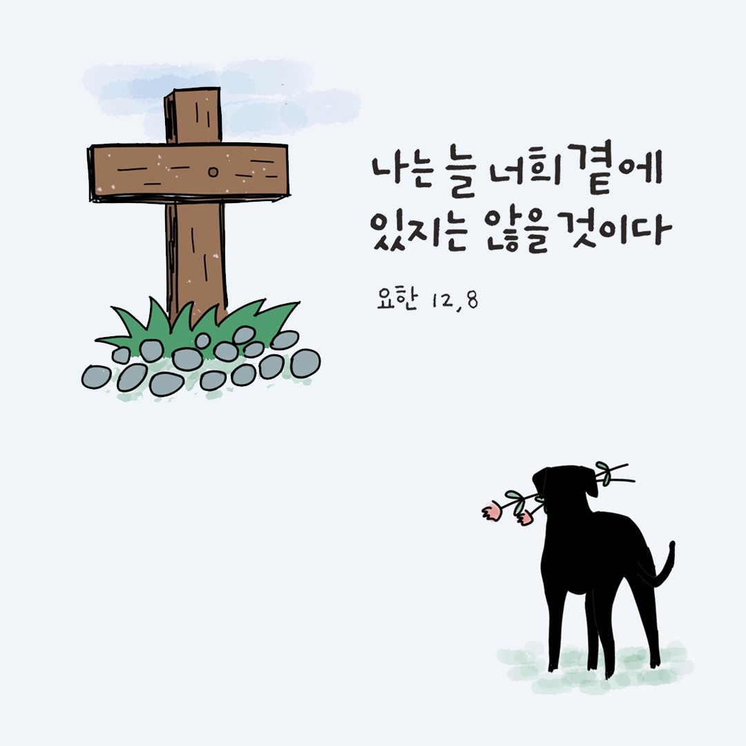 나는 늘 너희 곁에 있지는 않을 것이다. (요한 12,8) by 피어나네 성경 말씀 카드 성경구절 이미지