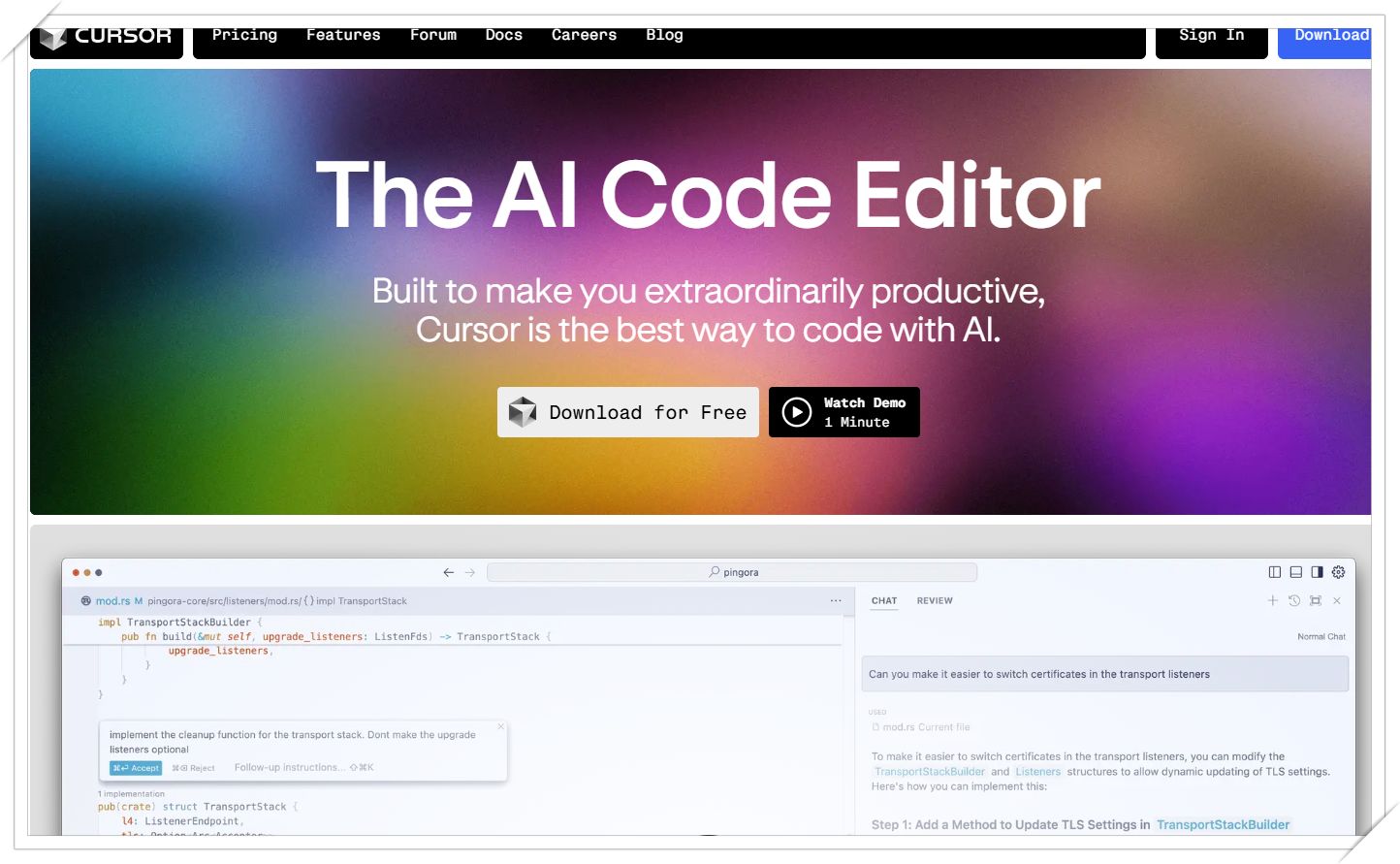 커머 ai 다운로드 버튼 클릭하는 모습