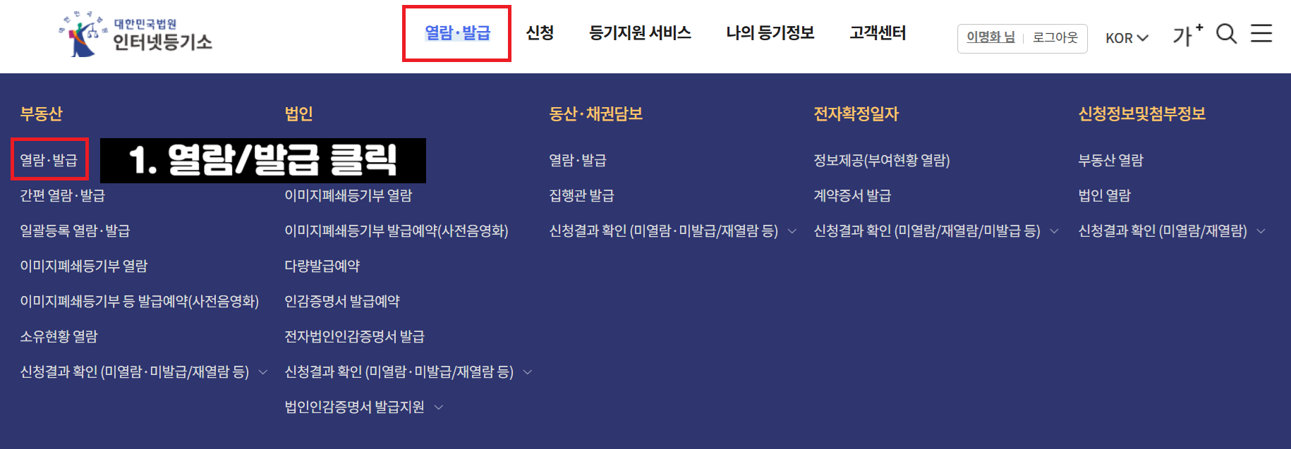 등기부등본-발급절차