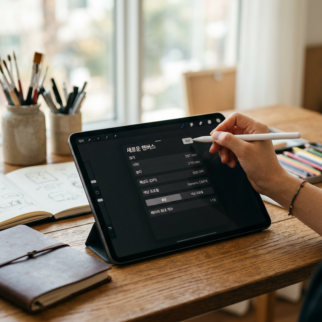 프로크리에이트 규격설정 컨트롤 이미지