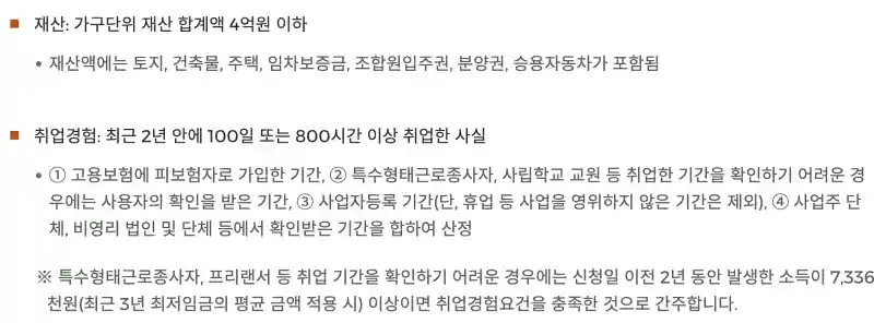 국민취업지원제도-재산-및-취업경험-기준