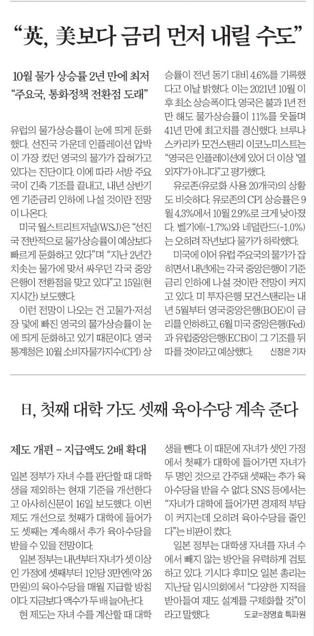 11월 17일 금 신문스크랩