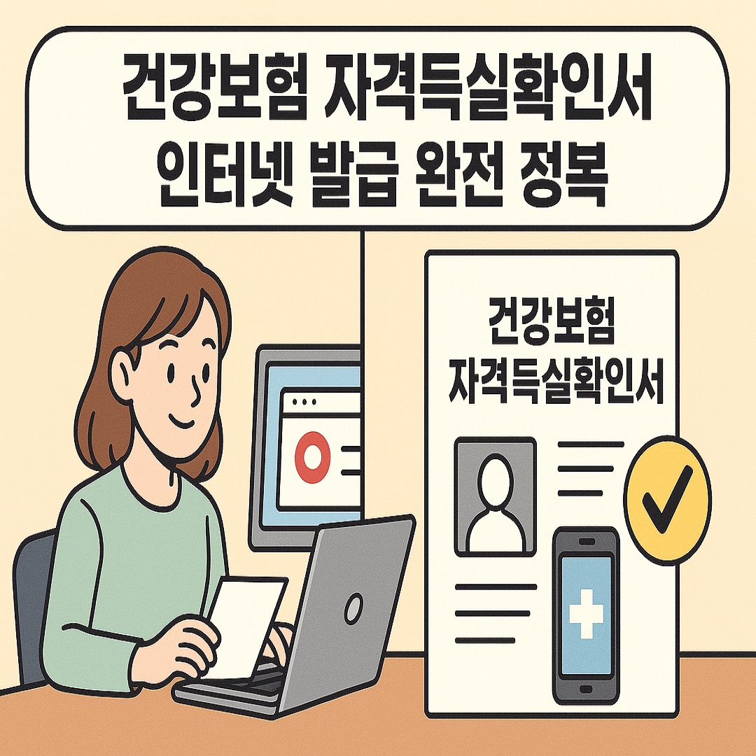 건강보험 자격득실확인서를 인터넷으로 발급받는 그림