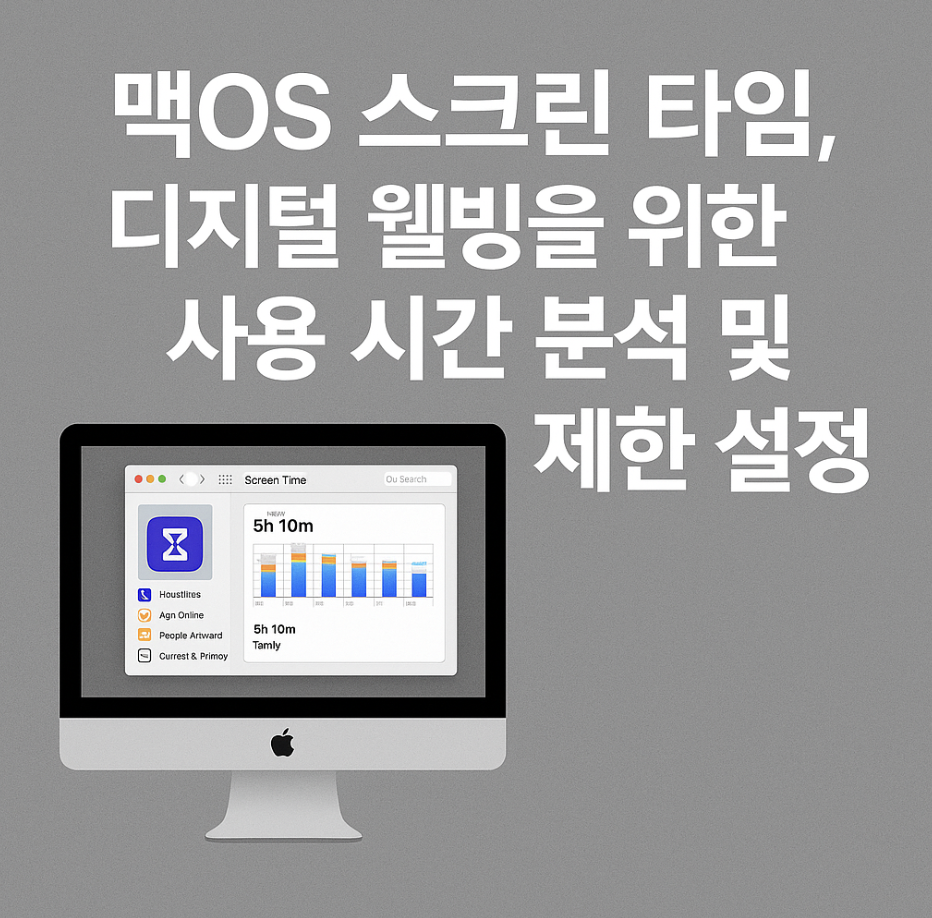 맥OS 스크린 타임, 디지털 웰빙을 위한 사용 시간 분석 및 제한 설정