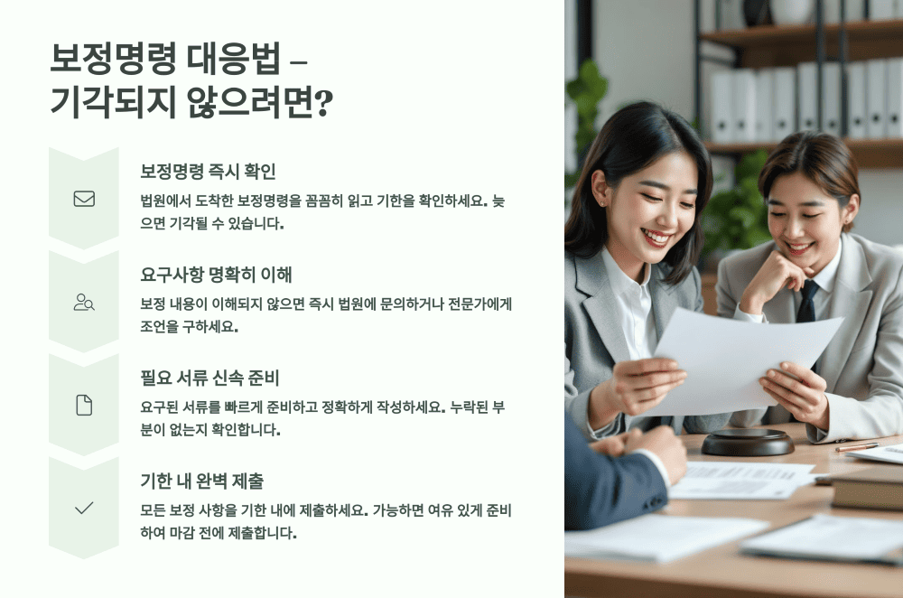 보정명령 대응법 – 기각되지 않으려면?