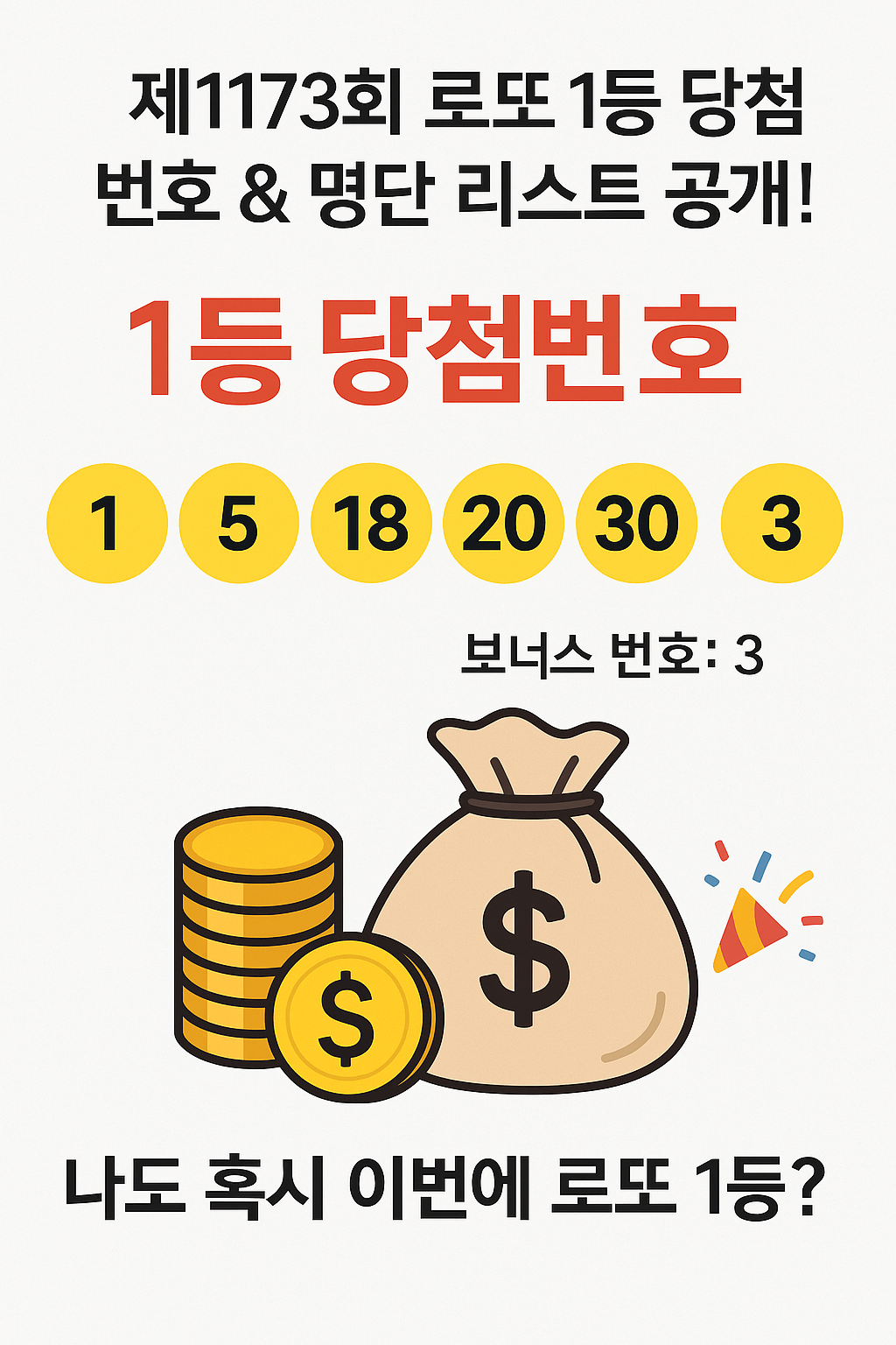 제1173회 로또 1등 당첨번호, 명당 리스트 공개!