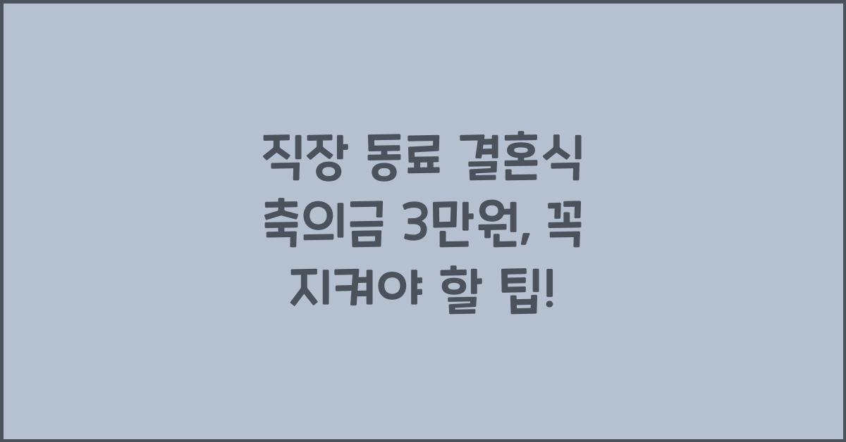 직장 동료 결혼식 축의금 3만원