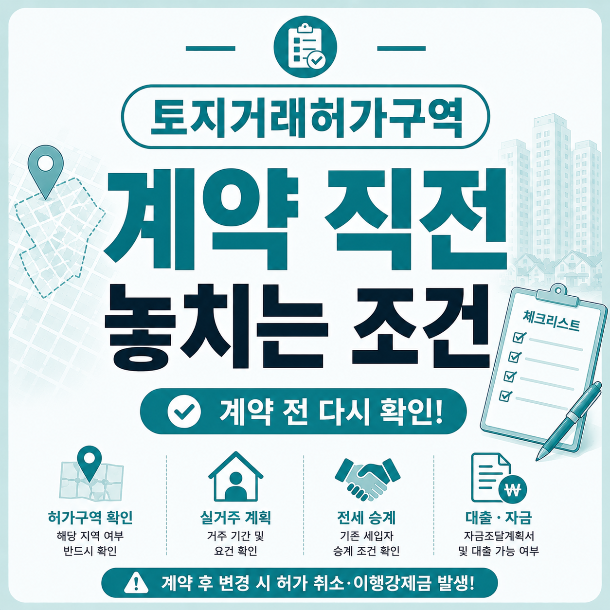 토지거래허가구역 계약 직전 체크리스트를 다시 확인하는 계약자 모습