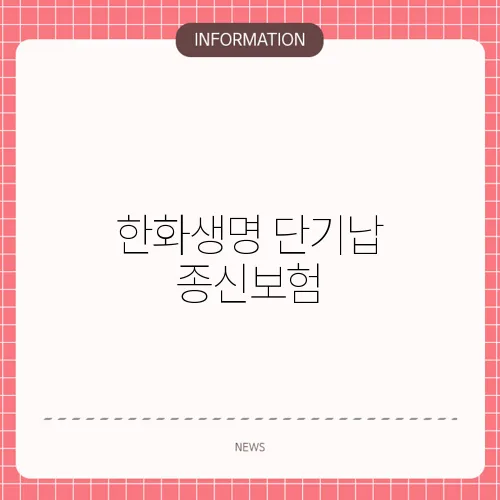 한화생명 단기납 종신보험