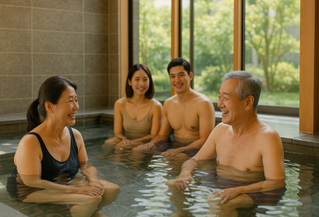 부모님 모시고 온천 여행하면서 온천 호텔에서 즐기고 있는 모습