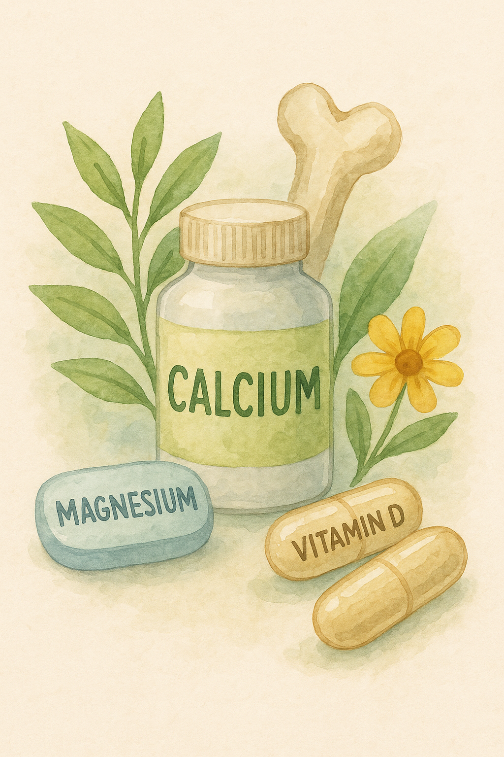 칼슘, 마그네슘, 비타민 D가 있다.