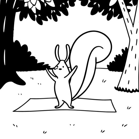 허리통층 예방을 위해 스트레칭하는 다람쥐