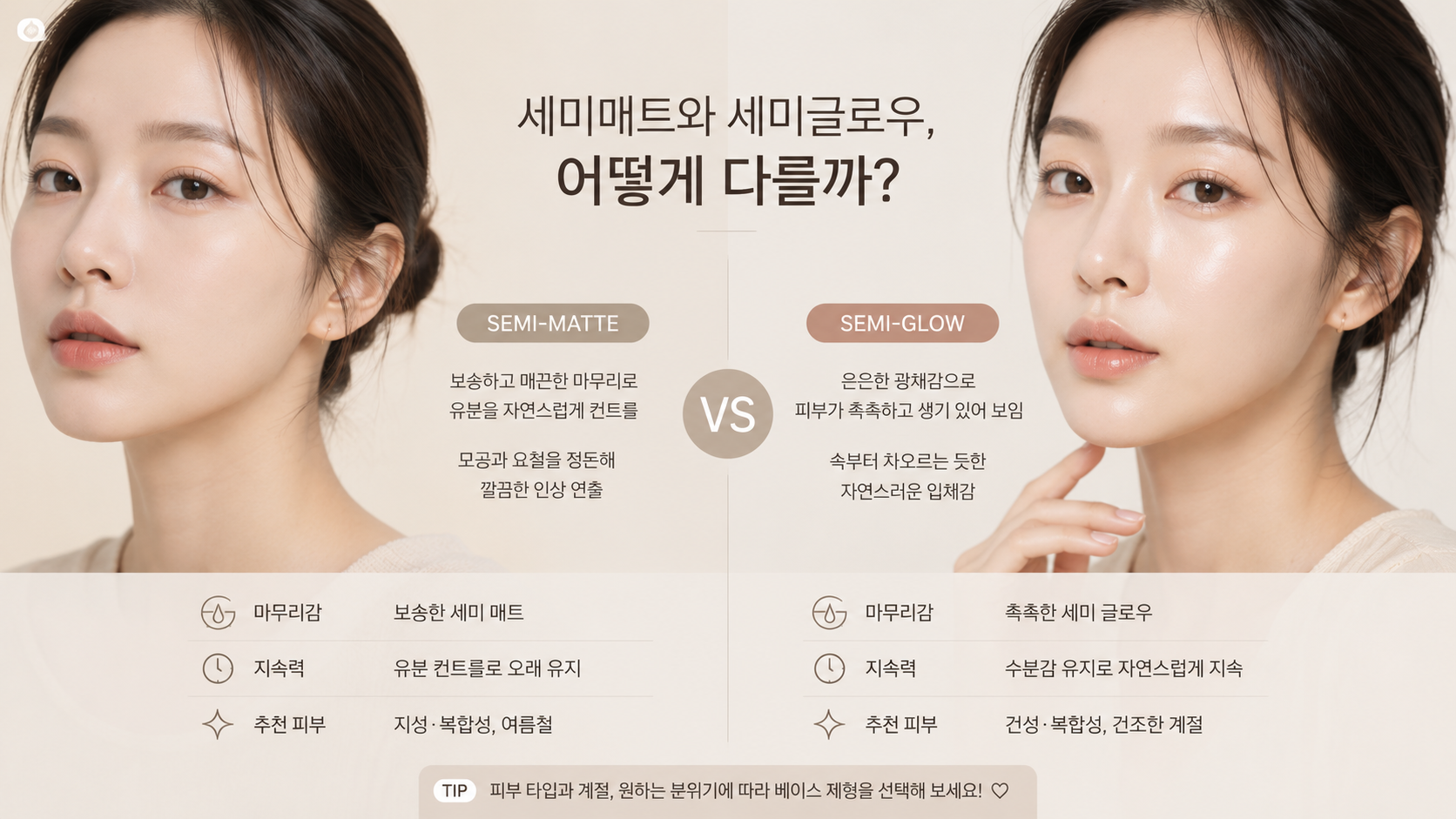 세미매트와-세미글로우-피부표현-차이-비교