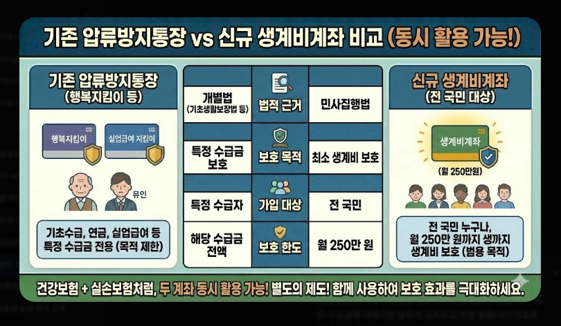 압류방지통장 장단점 비교 [2026년 기준] 생계비계좌 개설 전 반드시 확인할 5가지