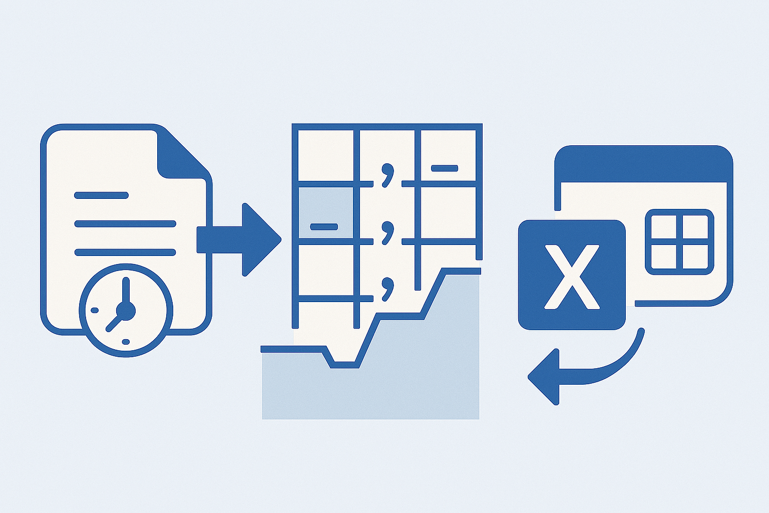 구조화된 데이터가 CSV 파일을 통해 분석 도구로 흐르는 시각적 흐름