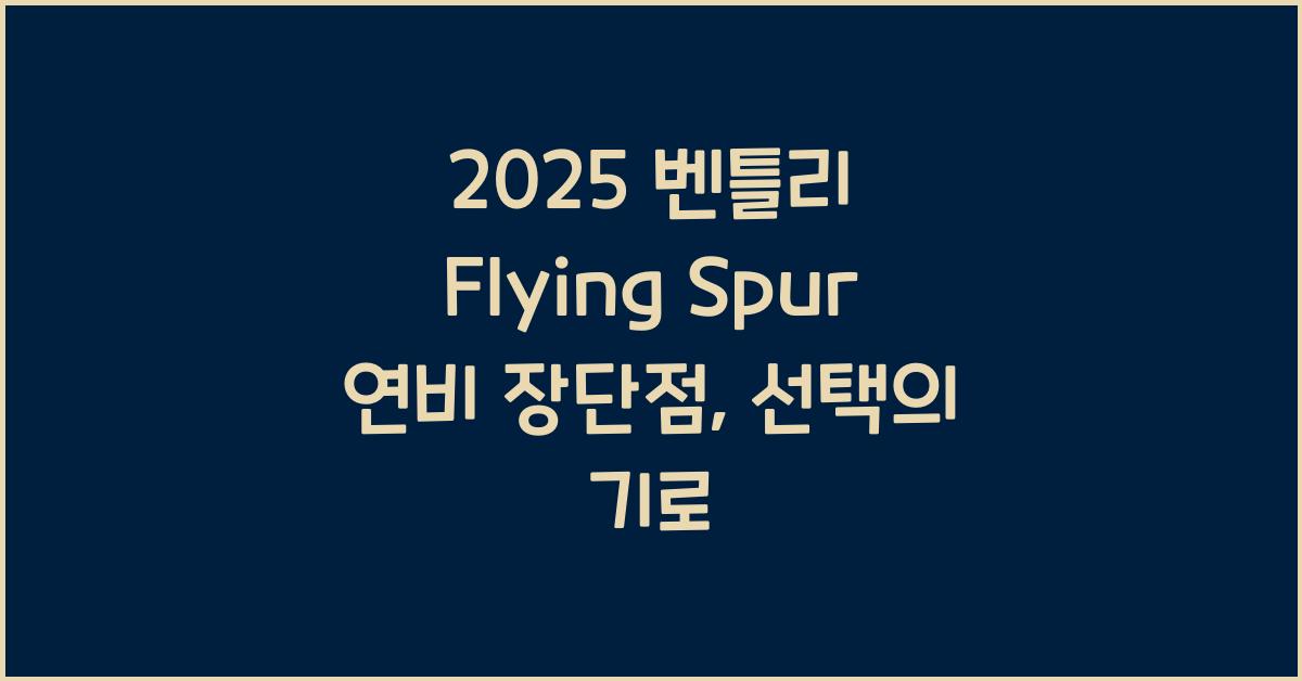 2025 벤틀리 Flying Spur 연비 장단점