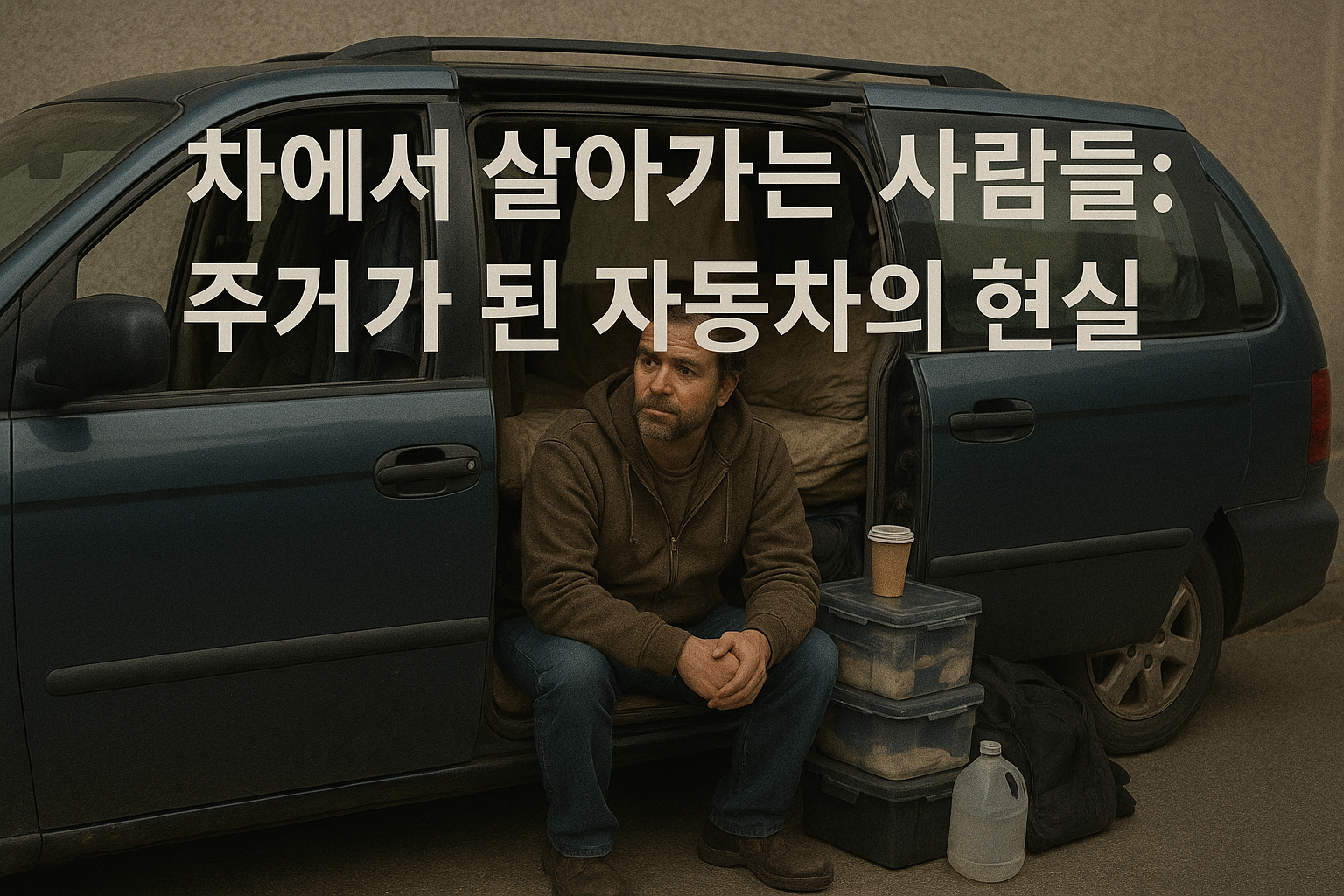 차에서 살아가는 사람들 관련 사진