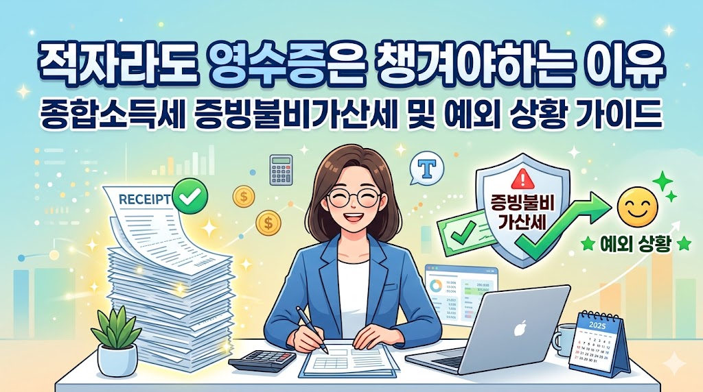 2026년 기준 개인사업자 및 프리랜서를 위한 종합소득세 필요경비 인정 비용 처리 필수 확인 사항 적격증빙 세금계산서 신용카드 매출전표 지출증빙용 현금영수증 미수취 시 증빙불비가산세 2퍼센트 부과 기준 및 예외 면제 상황 총정리 실무 가이드