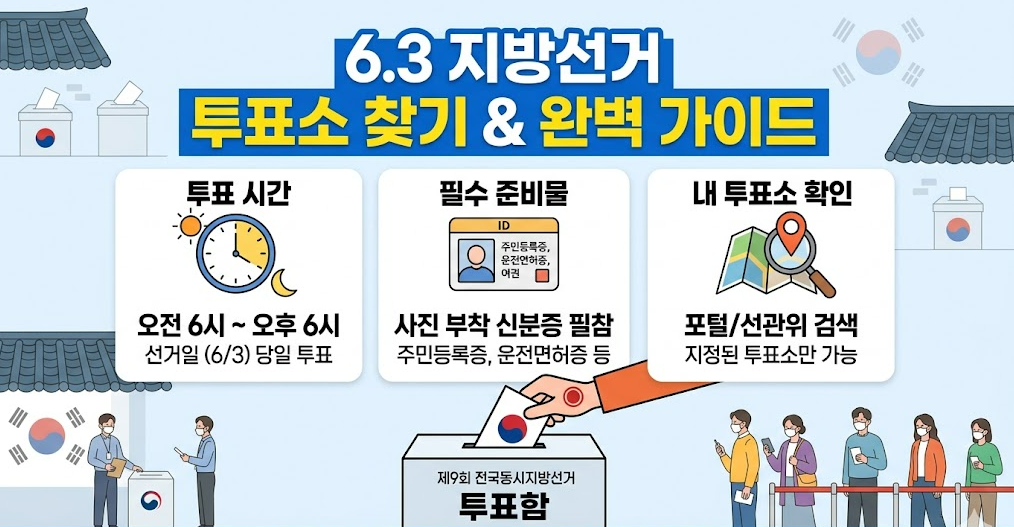 6.3 지방선거 투표소 찾기,투표 시간,시각,준비물 확인