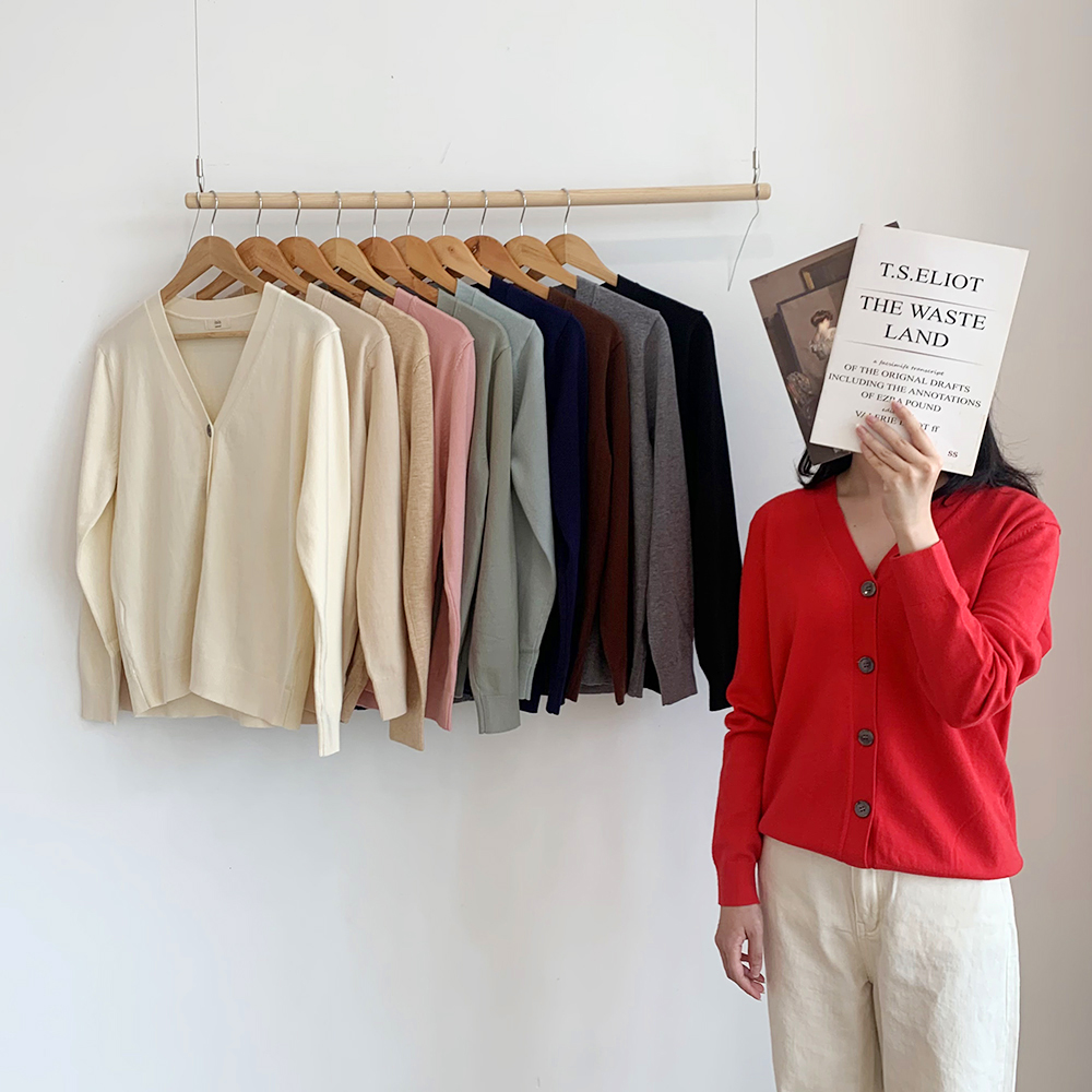 여성가디건 루즈핏 브이넥 니트가디건 사무실가디건