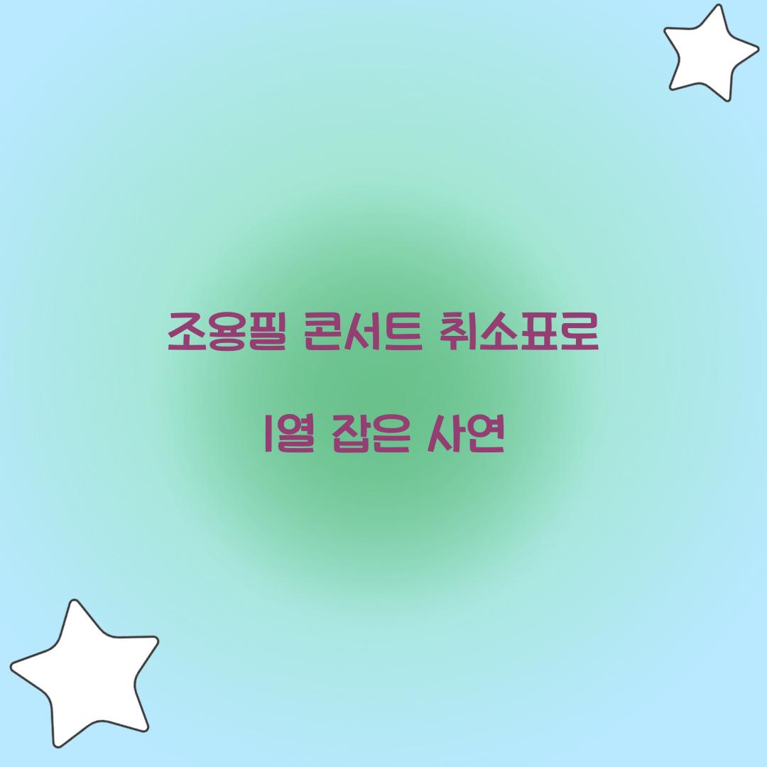 조용필 콘서트 취소표로 1열 잡은 사연