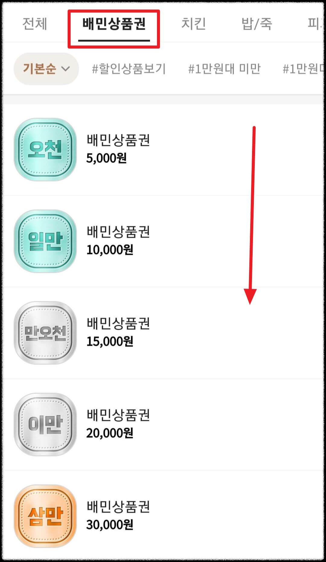 상품권 가격