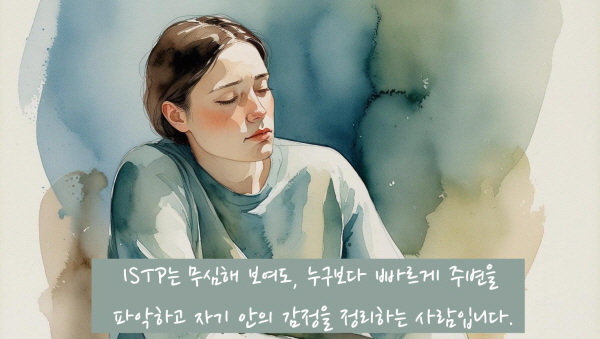 ISTP는 무심해 보여도, 누구보다 빠르게 주변을 파악하고 자기 안의 감정을 정리하는 사람입니다에 관한 그림입니다